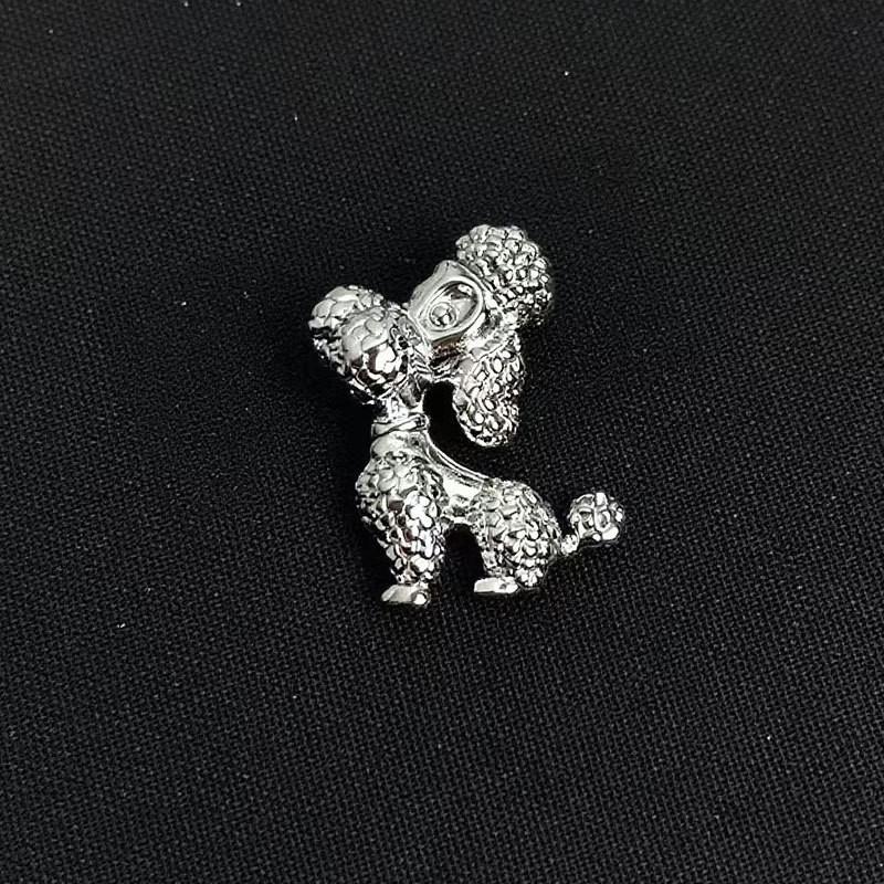 Retro Stainless Steel Poodle Brooch Women S Light Luxury Niche High-End Suit Pin High-End Corsage