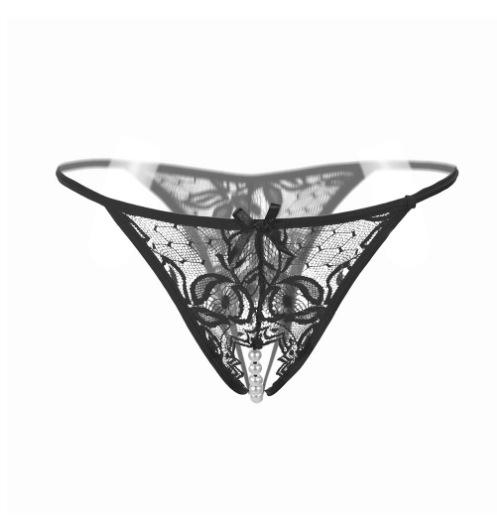 Large Size Sexy Panties Ladies Sexy Lace Thong Transparent Seduction SM Pearl Massage Hot Passion T-Pants