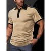 Summer Casual Loose-Fit Two-Tone Bubble-Wrap Fabric Men’s Short-Sleeved Polo Shirt with a Slight Twist