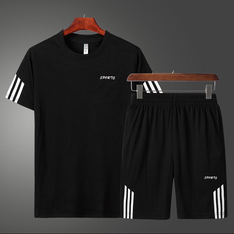 Men's Quick-Dry Summer Sports Set: Breathable Short Sleeve T-Shirt & Five-Point Shorts for Running