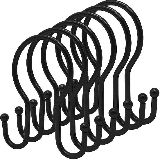 Double Shower Curtain Hooks Rings,24 Pcs Rustproof Metal Shower Hooks for Shower Curtain,Glide Smoothly Double Shower Rings for Curtain,Shower
