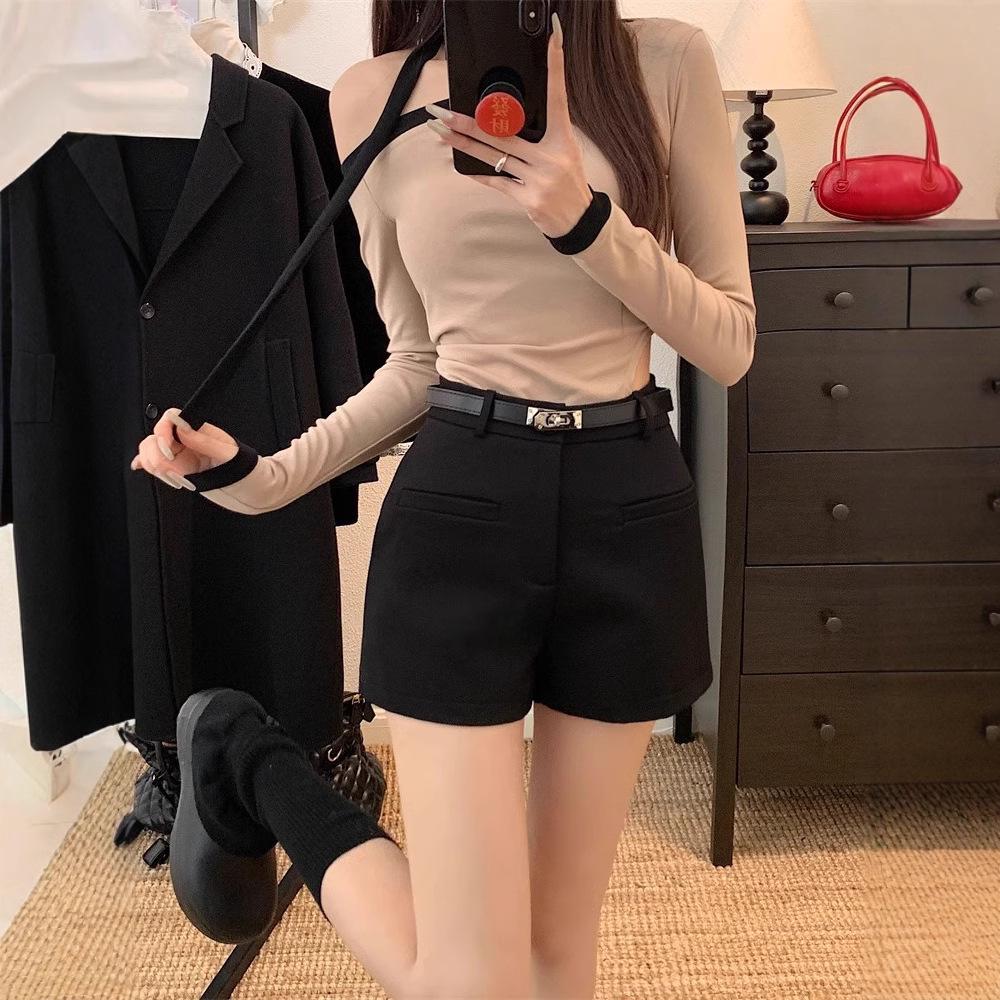 Korean Spicy Girl Spring 2025 High-Waist A-Line Casual Shorts for Women