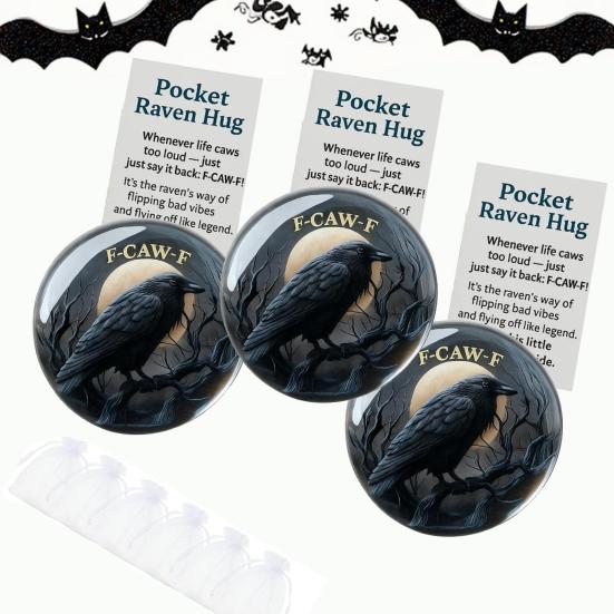 Pocket Raven Hug "F-CAW-F" Motivational Animal Token with Encouragement Card Unique Gift for Friends Family Loved Ones