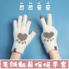 Women's autumn and winter plush knitted gloves warm and cold-proof plush imitation mink cartoon cute touch screen fashion