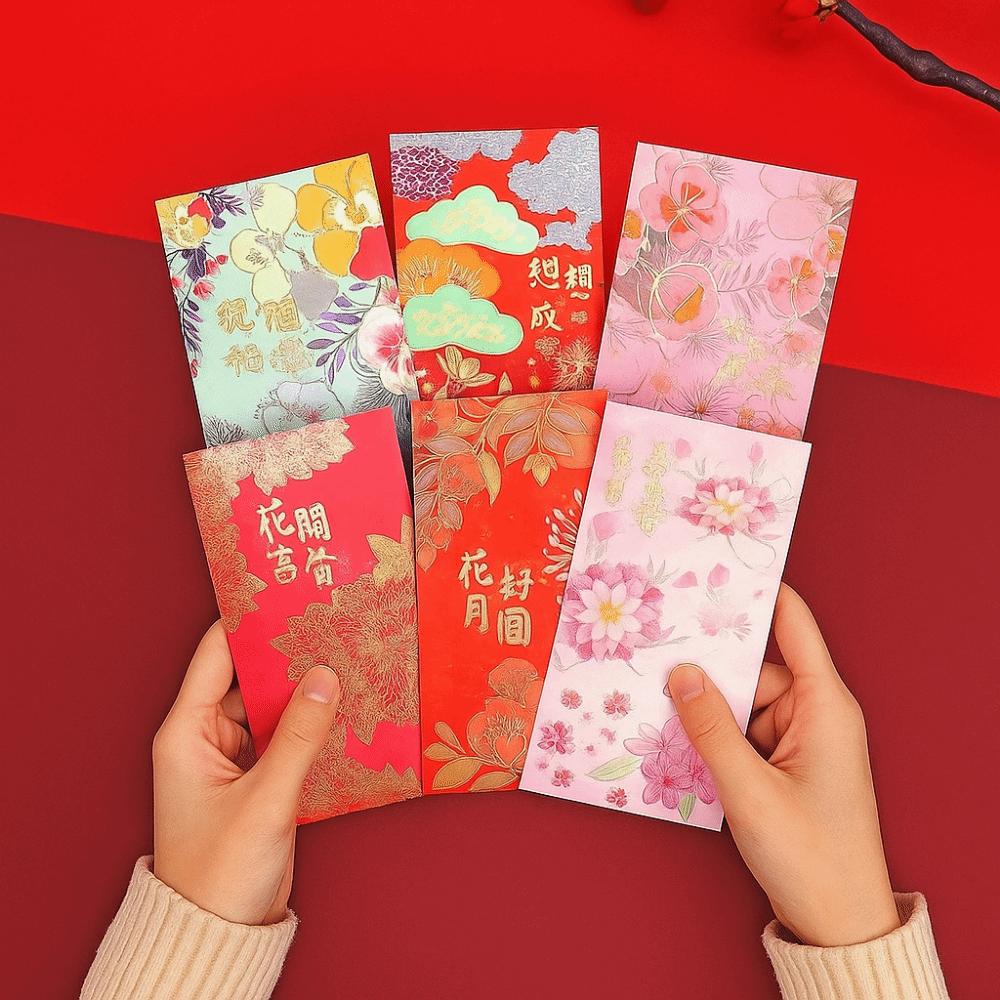 6Pcs Traditional Lucky Red Pocket Chinese Style Gift Bags  Birthday Celebration