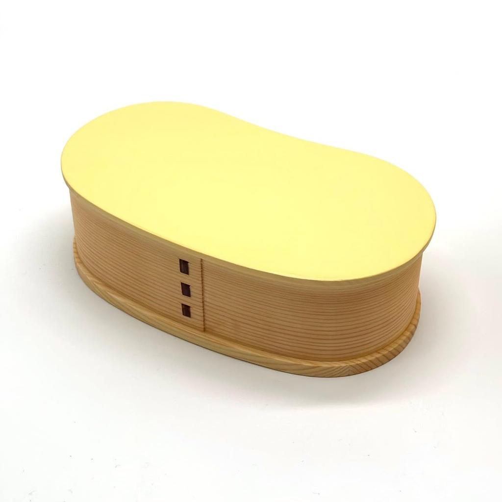 Pastel-colored Bento Box, Wooden, Bean-shaped, Single-tier Lunch Box, Available In Pink, Yellow, and Gray. Stylish and Cute (yellow).
