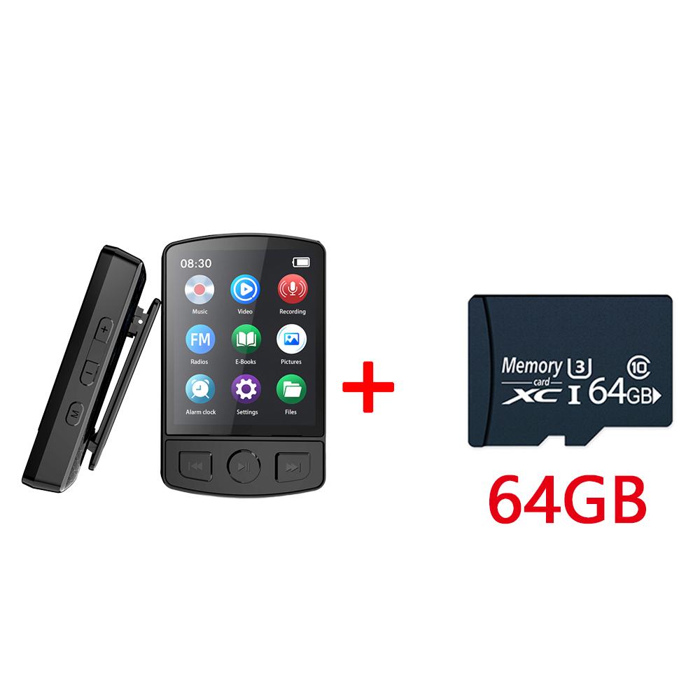 A7 Bluetooth 5.2 MP3 Player Back Clip Sports Music Walkman with Screen Recorder Support FM, Recording, eBook, Alarm Clock