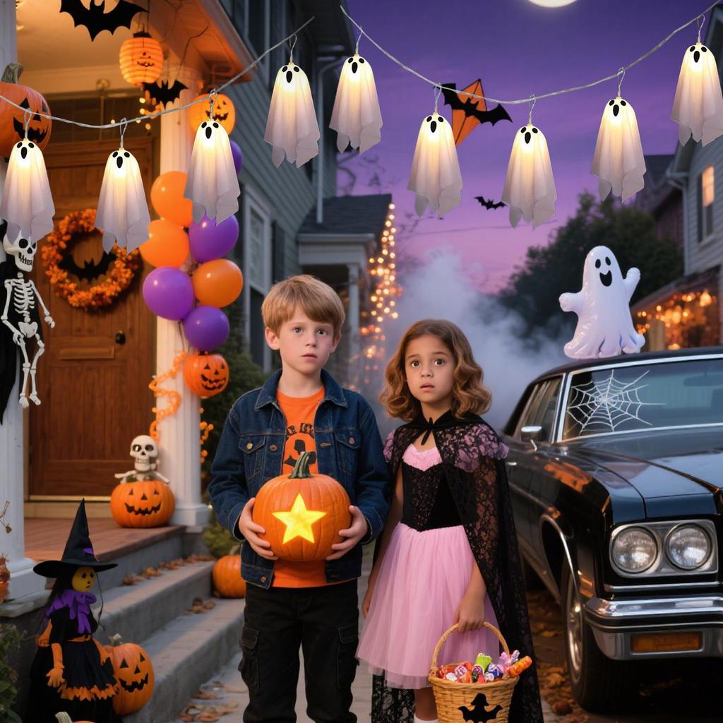 Halloween String Lights LED Halloween Lights String Ghost Decor 10 Pieces 8 Modes Ambient Lighting for Home Outdoor Patio Porch