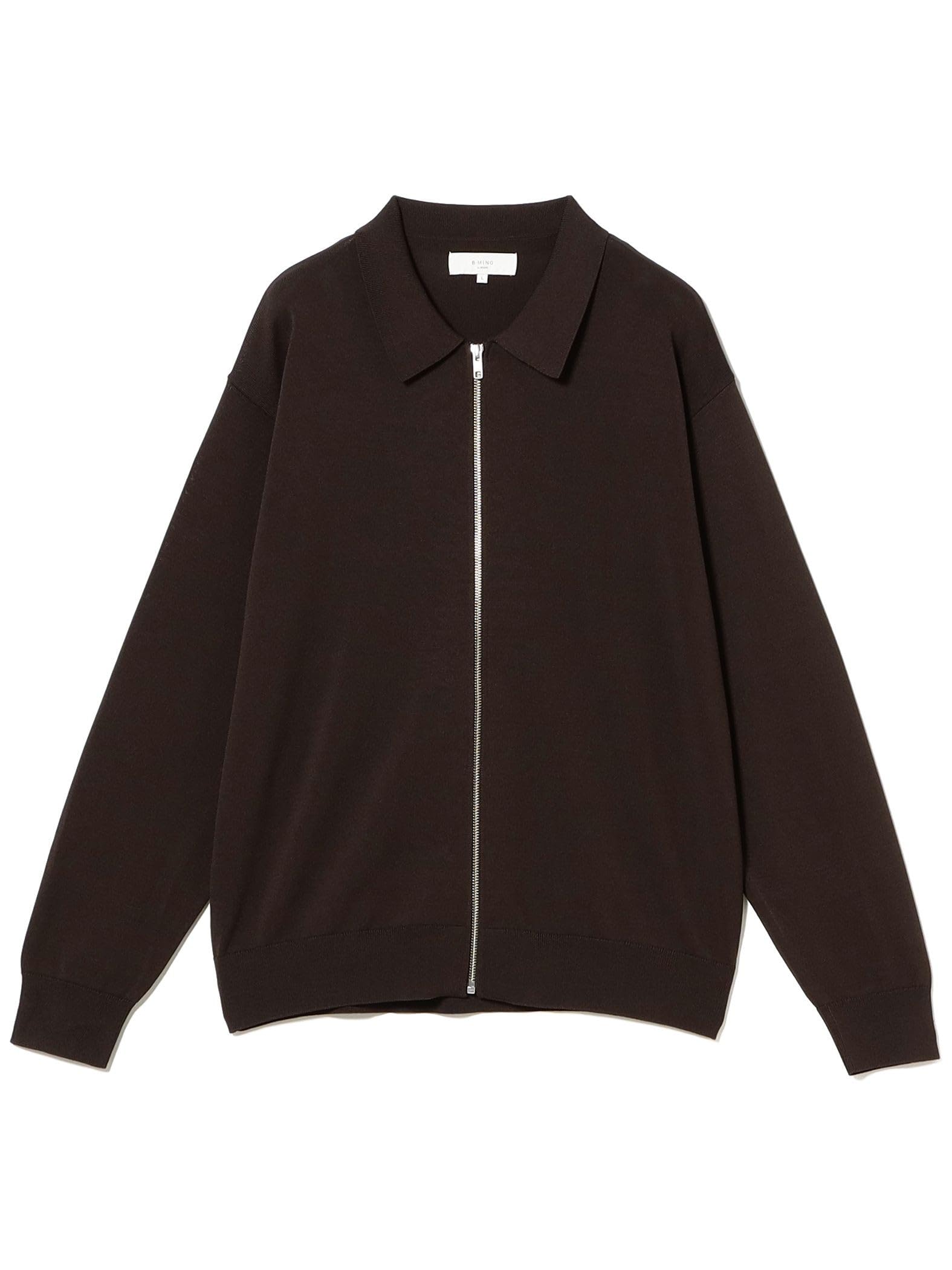 

В:MING LIFE STORE от BEAMS Мужской трикотажный кардиган поло на молнии с длинным рукавом, 12 петель, коричневый, размер M