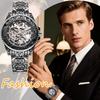 Automatic Watch with Luminous Rotating Stainless Analog Quartz Retro Raised Adjustable Length Perfect Gift for or Boyfriend Men's Bezel Waterproof,