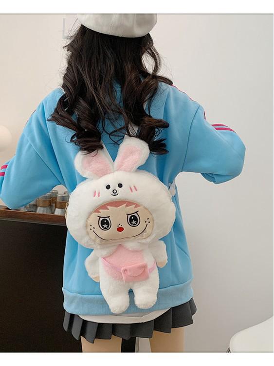 Bubble Rabbit Labubu Plush Toy Backpack - Cartoon Shoulder Bag for Girls, Cute Cross-body Gift