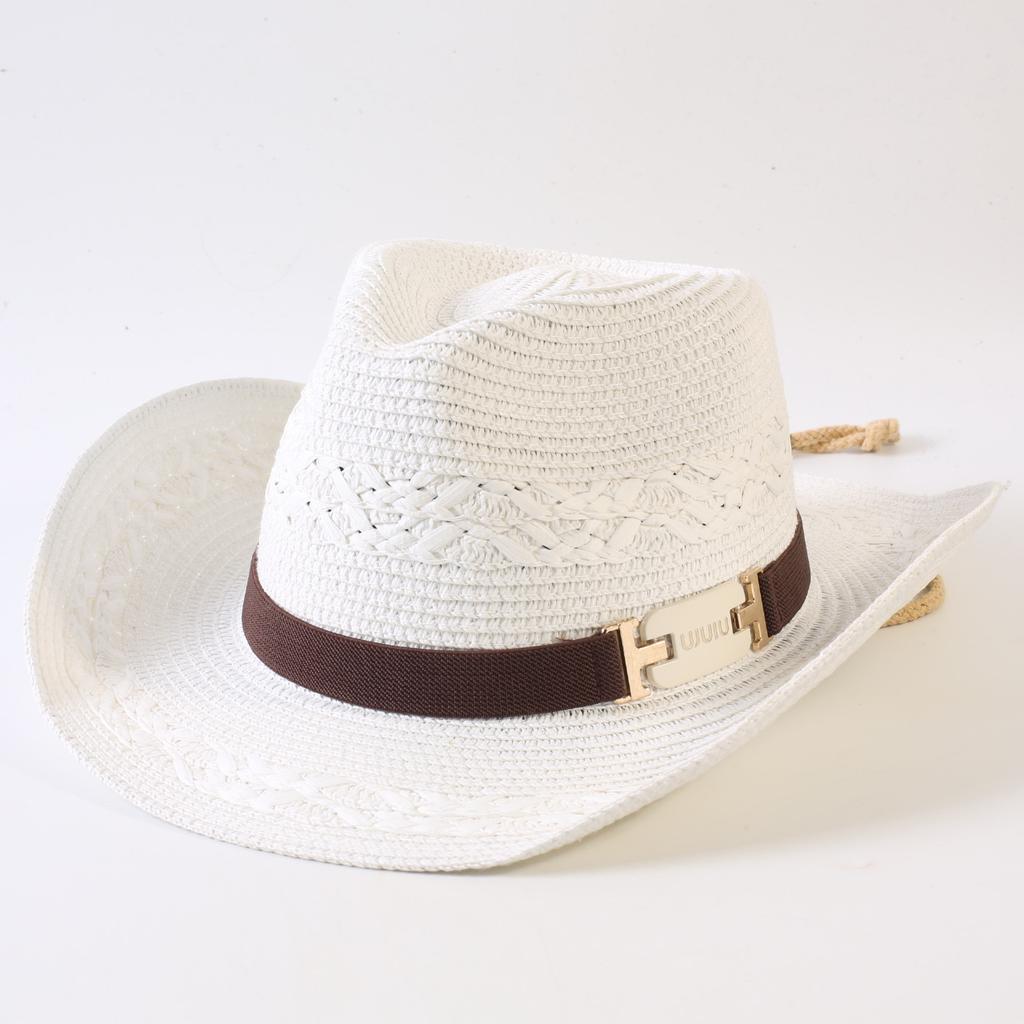 Popular European and American Classic Straw Woven Western Cowboy Hat Men's and Women's Outdoor Fashion OL Wind Woven Top Hat