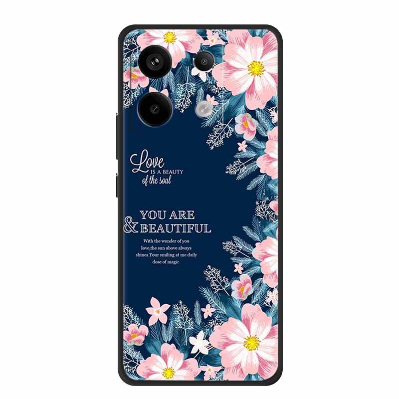 For Redmi Note 13 pro Case Pink Phone Case Fashion Silicone TPU Soft Back Cover Redmi Note 13 Pro Flower Capa 6.67" Cats Coque