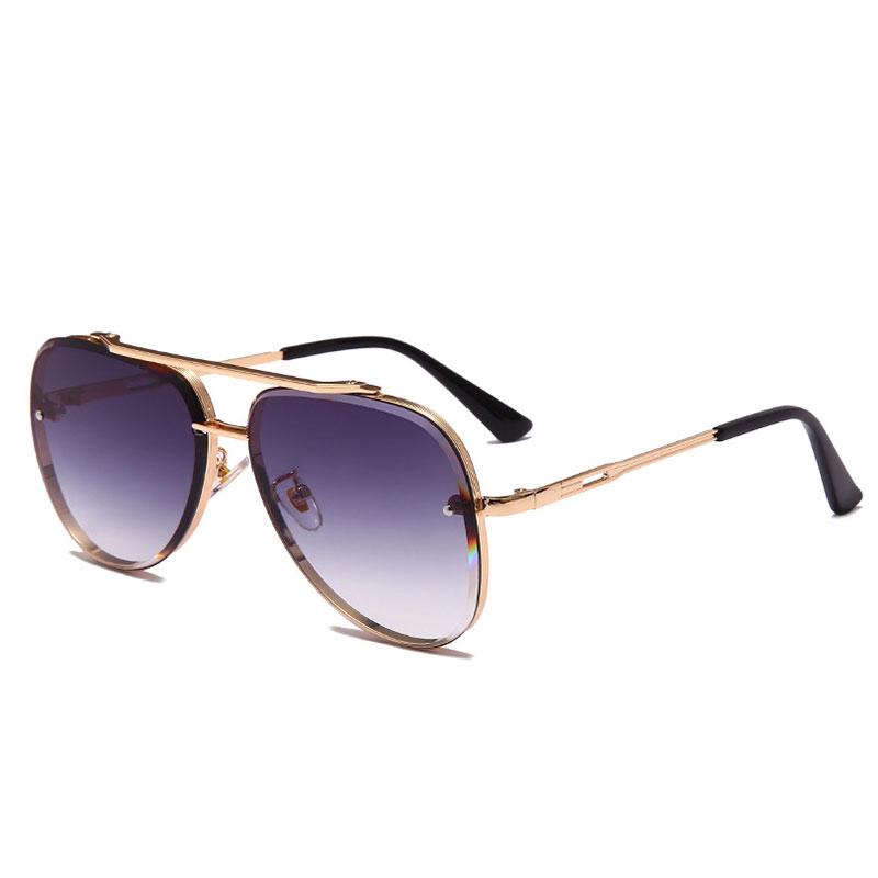 Fashion Pilot Sunglasses Men Women Luxury Brand Metal Big Frame Sun Glasses Vintage Steampunk Square Gradient Lens Eyewear UV400