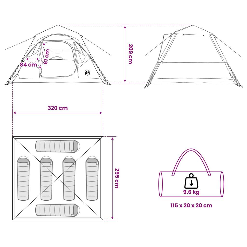 Instant Tent Olive Green 305 x 275 x 190 cm Polyester and Steel