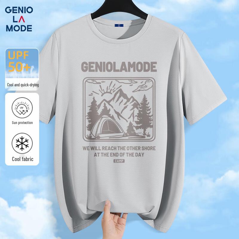 GENIOLAMODE Men s Ice Silk Breathable Sun Protection T-Shirt M