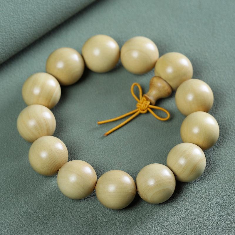 Small Leaf Boxwood Rosary: 108 Solid Wood Buddhist Beads Unisex Bracelet - High Density Sinking Wood
