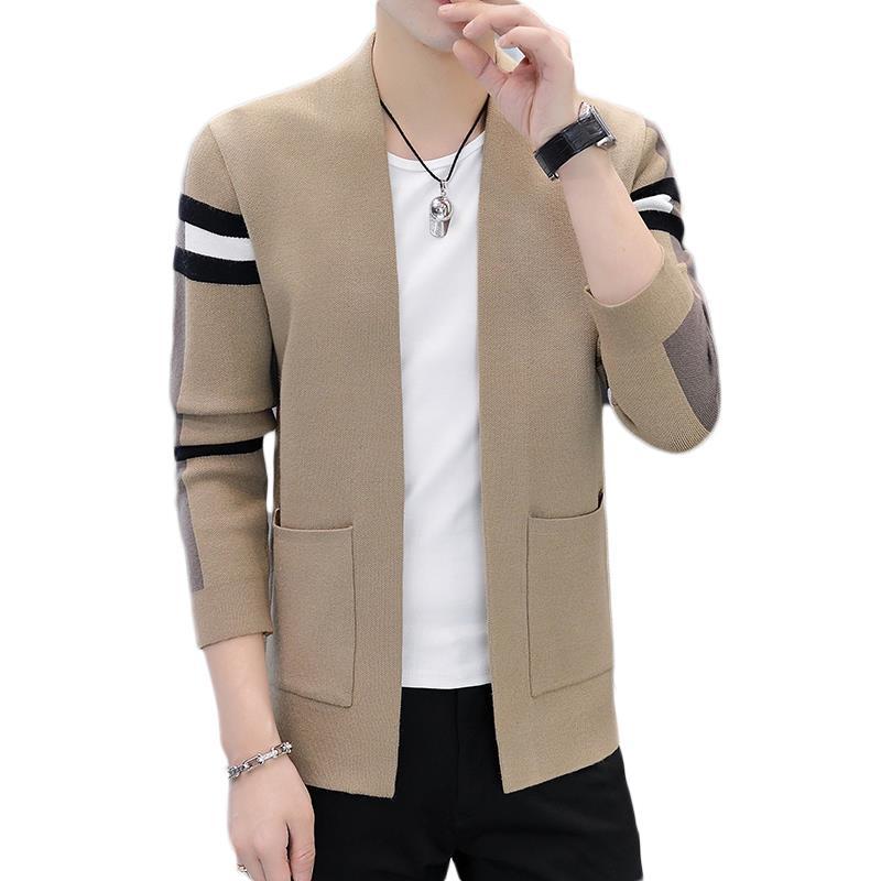 New In Autumn and Winter, Cardigan Sweater Men's Knitted Sweater, Versatile Casual Stripes Trendy and Handsome Men's Top