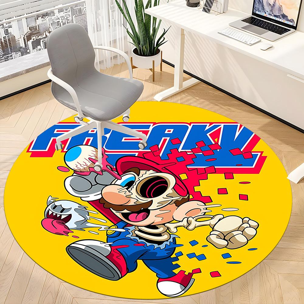 1PC Mario Office Round Area Rug, Indoor Mat Suitable For Office, Under Office Chairs Bedroom Living Room Home Decor, Room Deco110