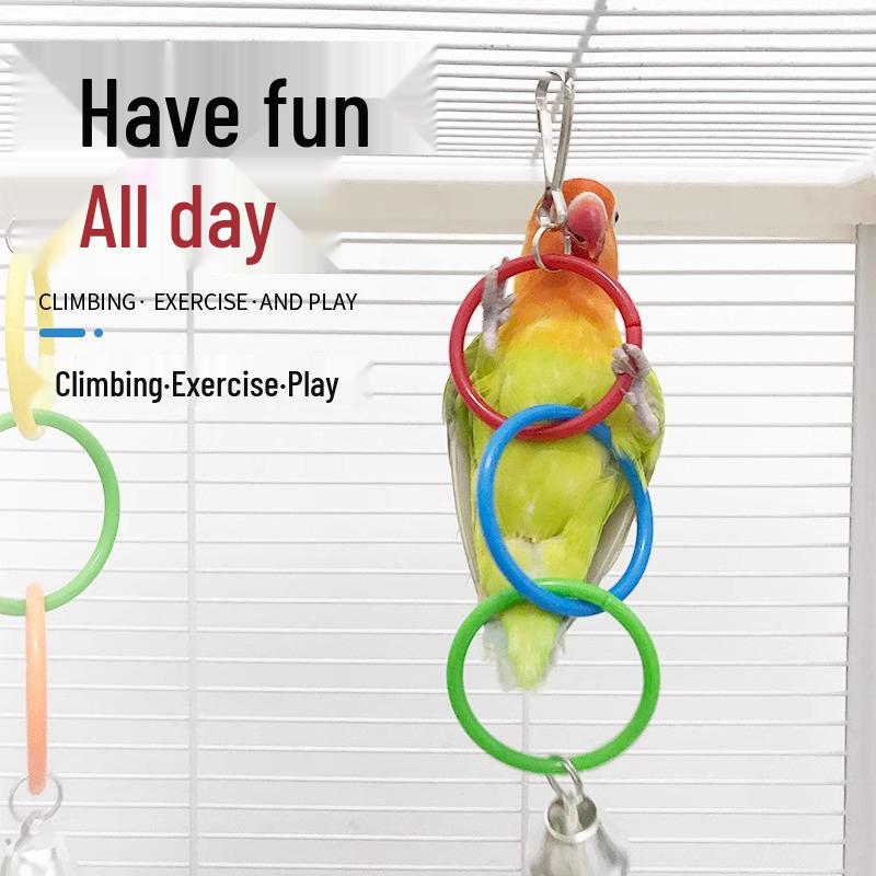 Parrot Climbing Ring Toy - Multicolor Birdcage Accessory for Beak Grinding & Biting