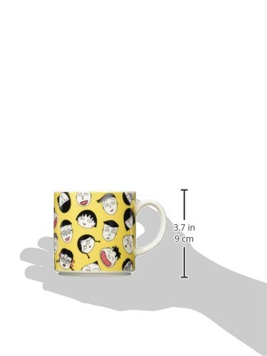 Chibi Maruko-chan" Mug, 350ml, Face Pattern, Yellow, Made in Japan, Yamaka Shoten, CM12-11