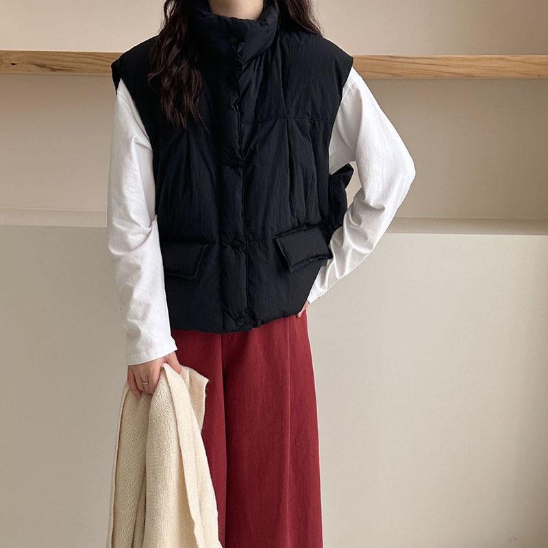 

South Korea Dongdaemun down vest women wear 2025 autumn and winter fashion candy color casual stand-up collar vest vest tide One Size чорний