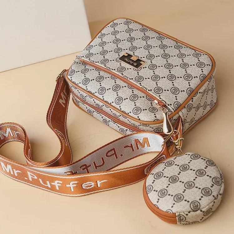 Women's Contrast Color Print Backpack & Crossbody Bag Set