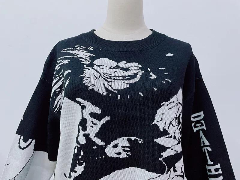 Herren-Hip-Hop-Anime-Muster, Harajuku-Retro-Strickoberteil, Straßenkleidung, langärmeliger Pullover