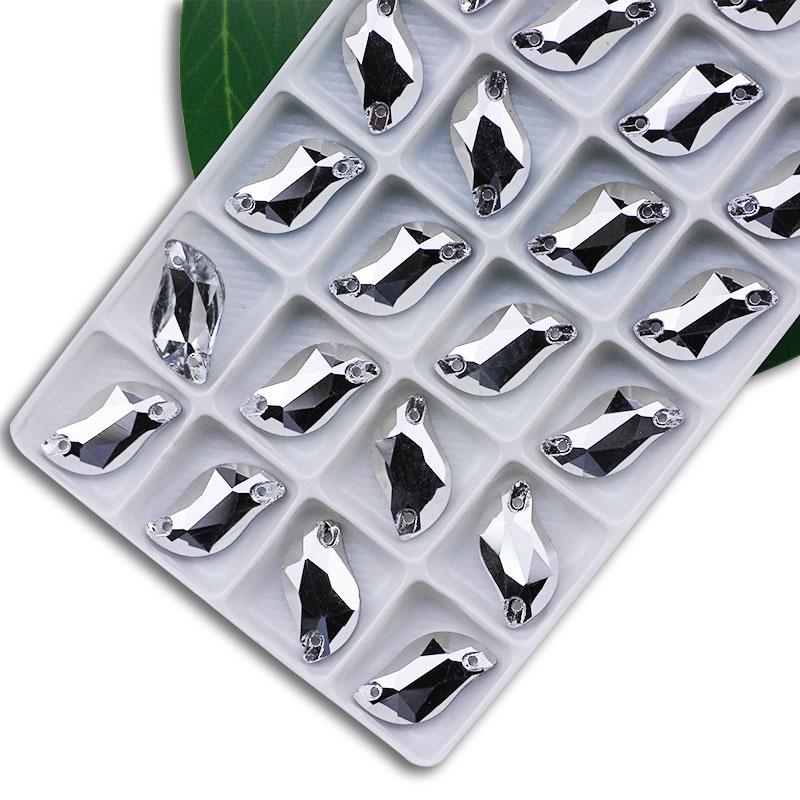 All Size All Color Ab S Shape Sew On Rhinestone Leaf Glass Crystal Sewing Flatback 2 Holes 6*12 10*20 14*30 for Dress Decoration