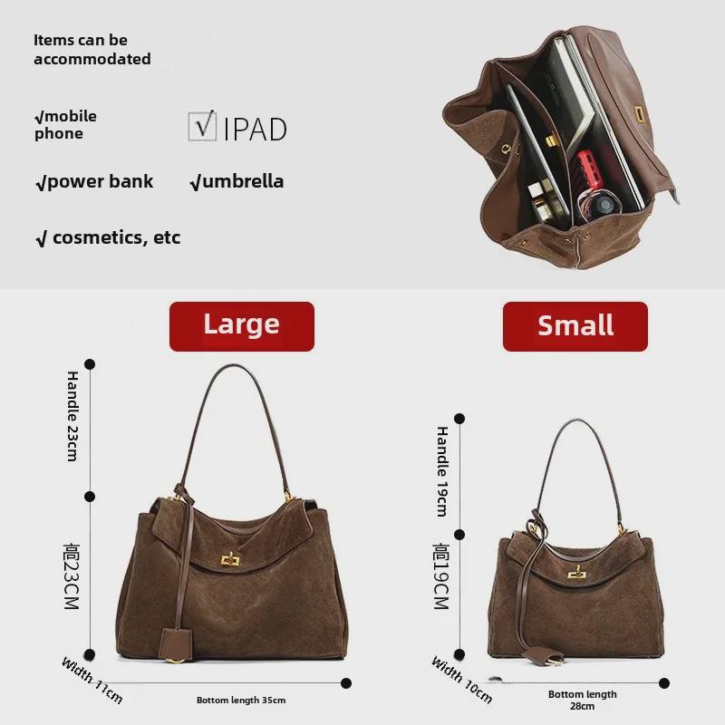 High-Grade Suede Leather Underarm Women's Tote - Niche Handbag with Large Capacity