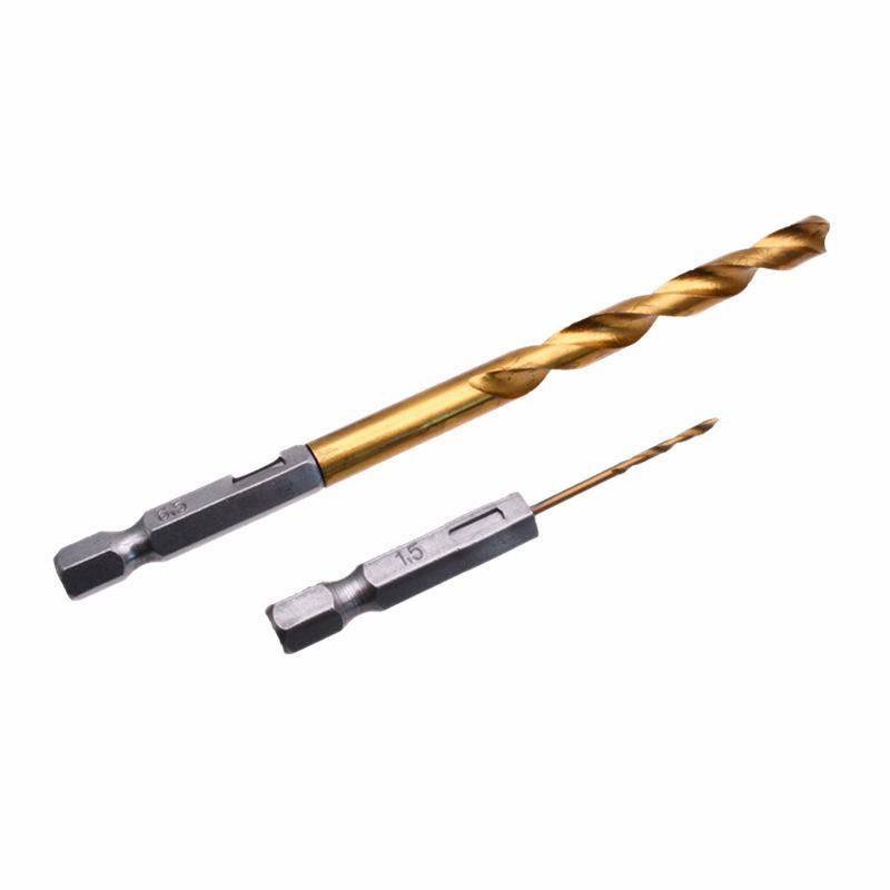 13-Piece Titanium Hex Shank Twist Drill Bit Set for Air Screwdrivers (1/4" Hex)