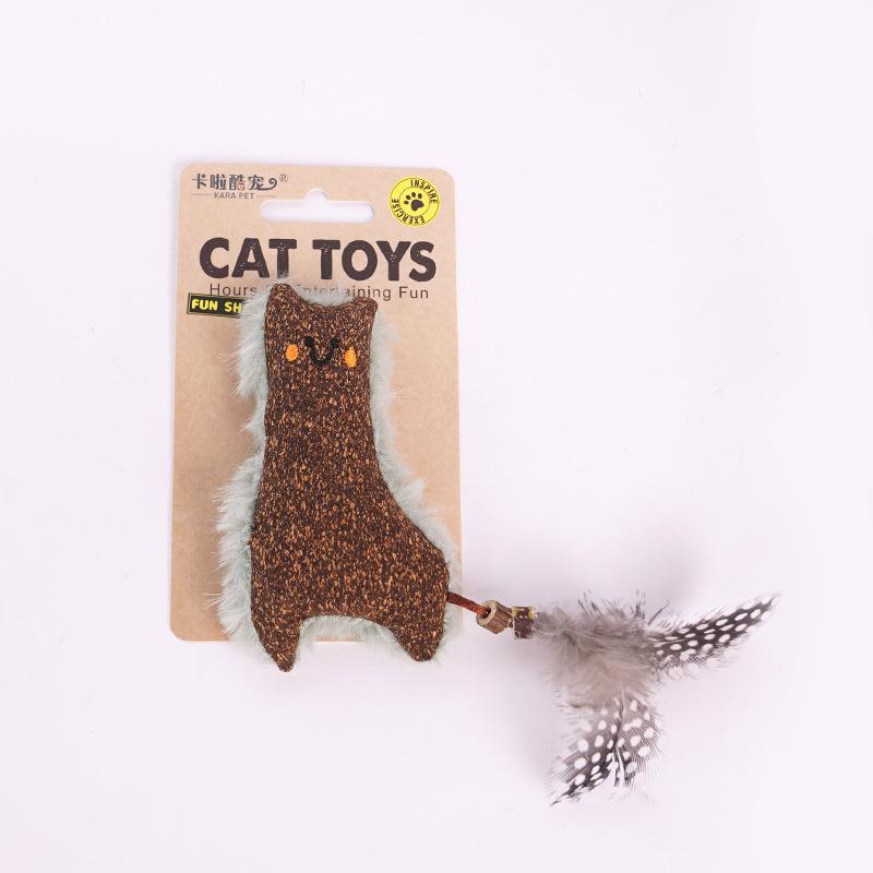 

2-Pack Natural Cork Catnip Toy Soft Plush Forest Animal with Feather & Rope Bite-Resistant for Self-Play