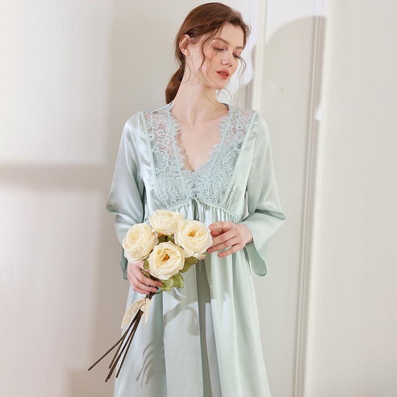 

Новый дизайн, женская пижама из натурального шелка, халаты, дышащая кружевная домашняя одежда, платье, 100% шелковица, ночная рубашка, женские ночные рубашки 2XL