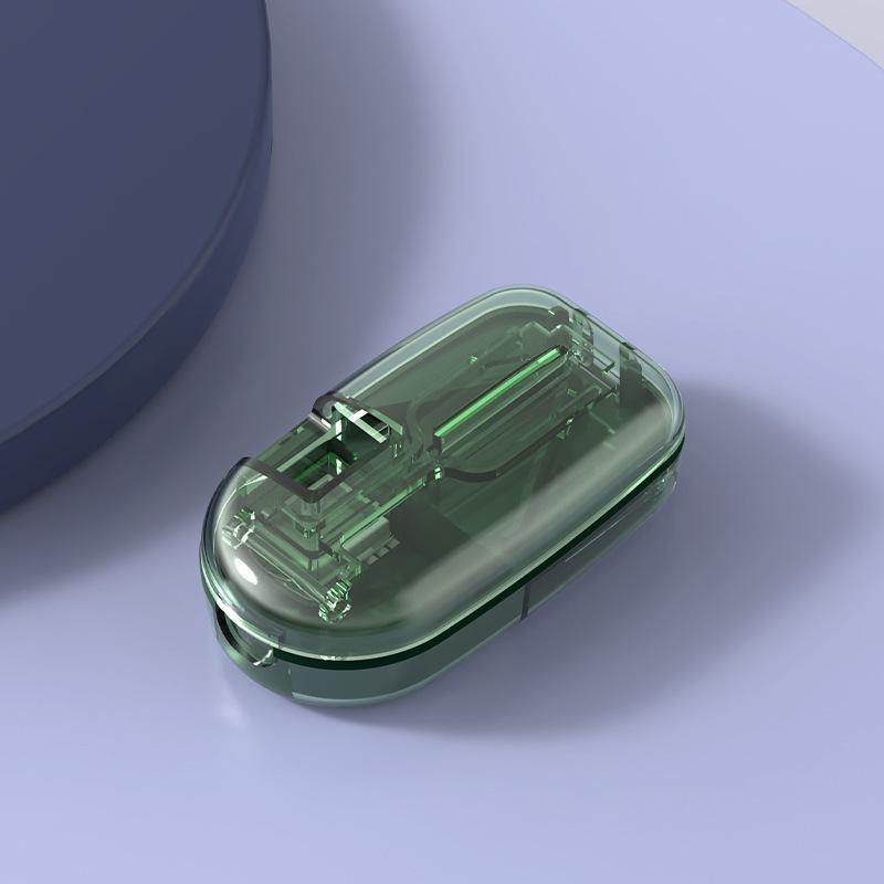 Portable Medicine Cutter Divider Quartet Pill Cutter Half Medicine Slicer Convenient Drug Storage Box зелёный