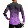 Men's Round Neck Printed Long Sleeve Cycling Jersey Breathable Quick Dry Half Zipper Sports Shirt for Outdoor Activities