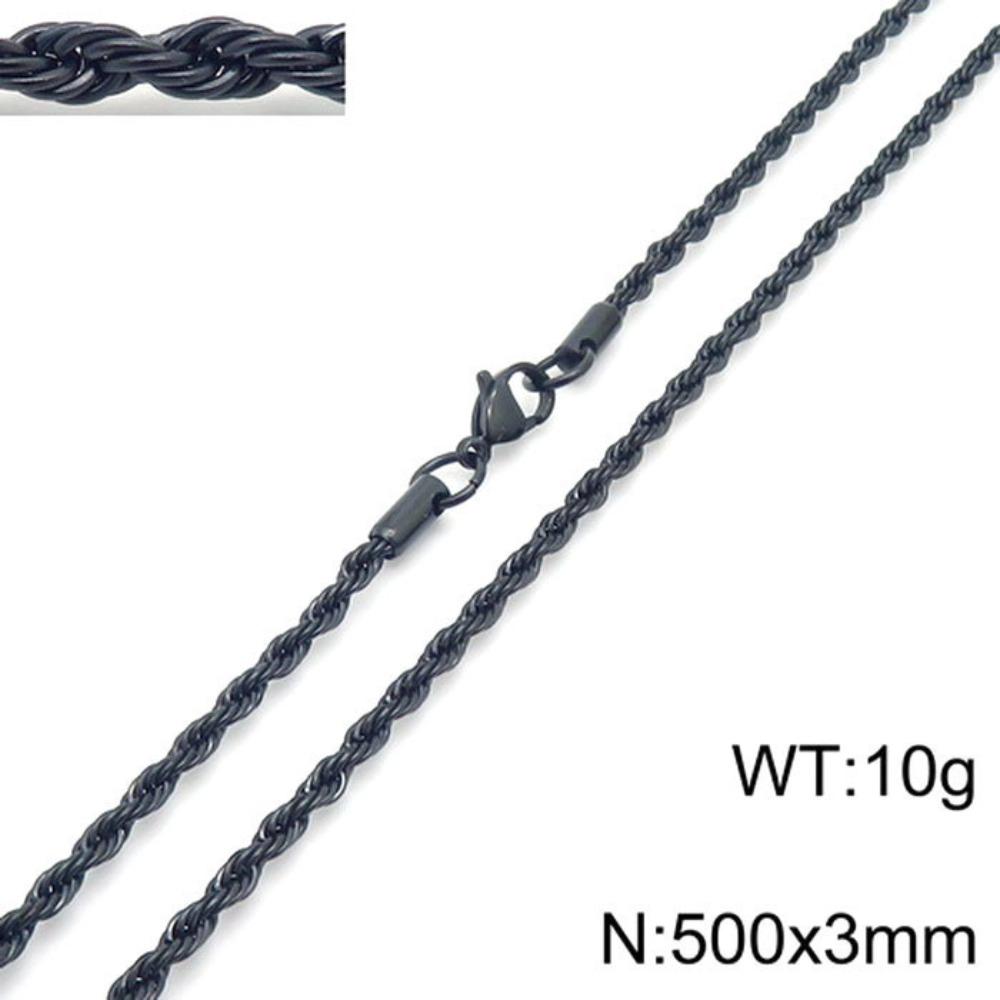 Hip-hop Style Vacuum Plating Black Titanium Steel Men's and Women's Winding Ladder Twist Necklace