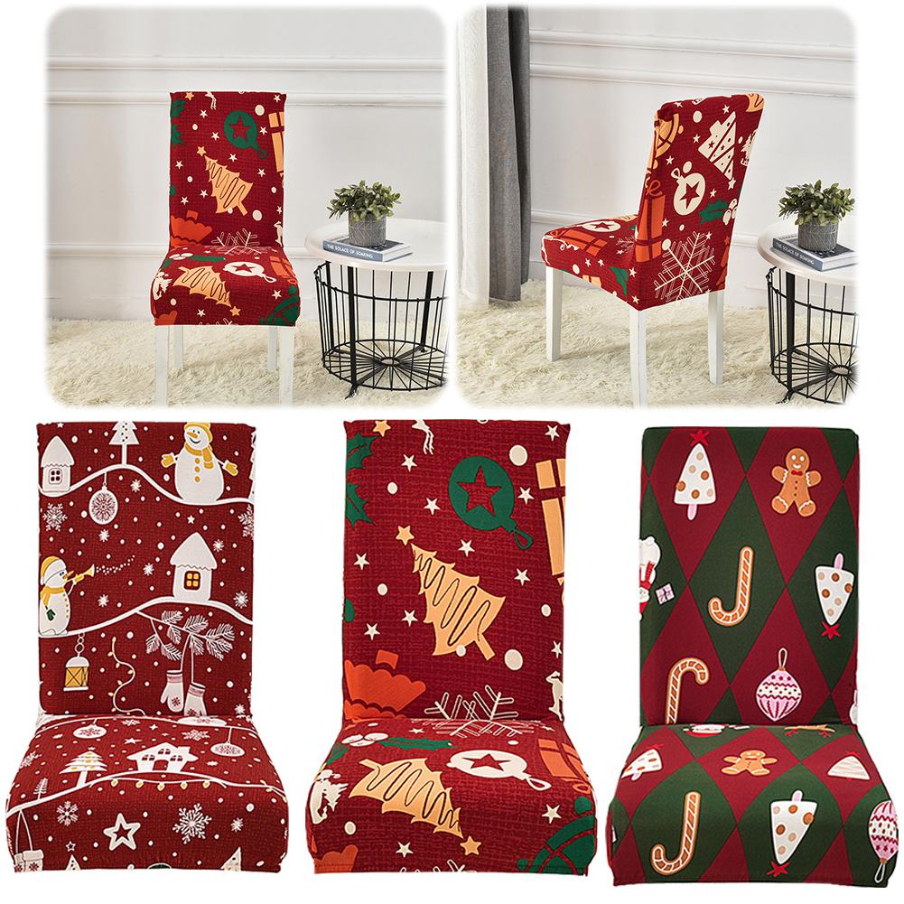 Christmas Dining Room Chair Covers Washable Stretch Chair Slipcovers Removable Chair Covers for Holiday Party Decor