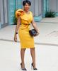 Ruffle Hem Bodycon Pencil Dress, European and American Mid-Length Style, Women's. Belt Not Included.