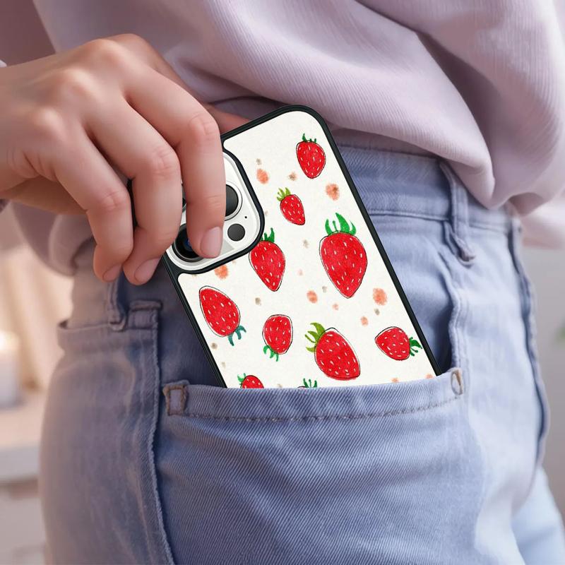 Pink Cherries Cherry Strawberry Phone Case For iPhone 17 Air 15 16e 14 13 Pro Max Coque 12 11 Pro Max PLUS Cover
