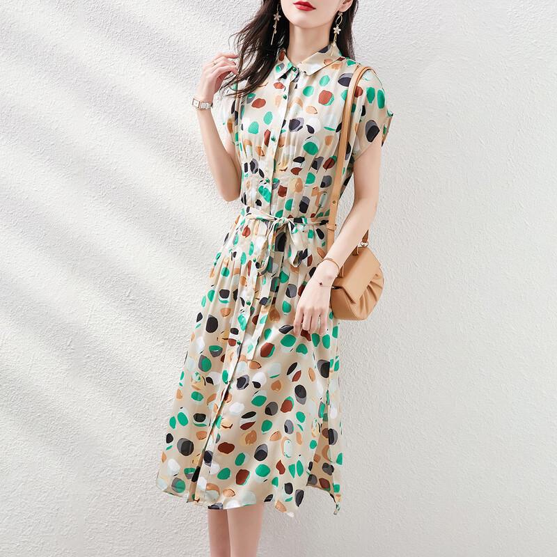Srcr Women s Polka Dot Chiffon Polo Dress XL