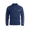 New Men's Waffle Long-sleeved Shirt with Patch-style Buttons, Henry Collar, Pocket-style Casual Outdoor Sports Men's Polo Shirt