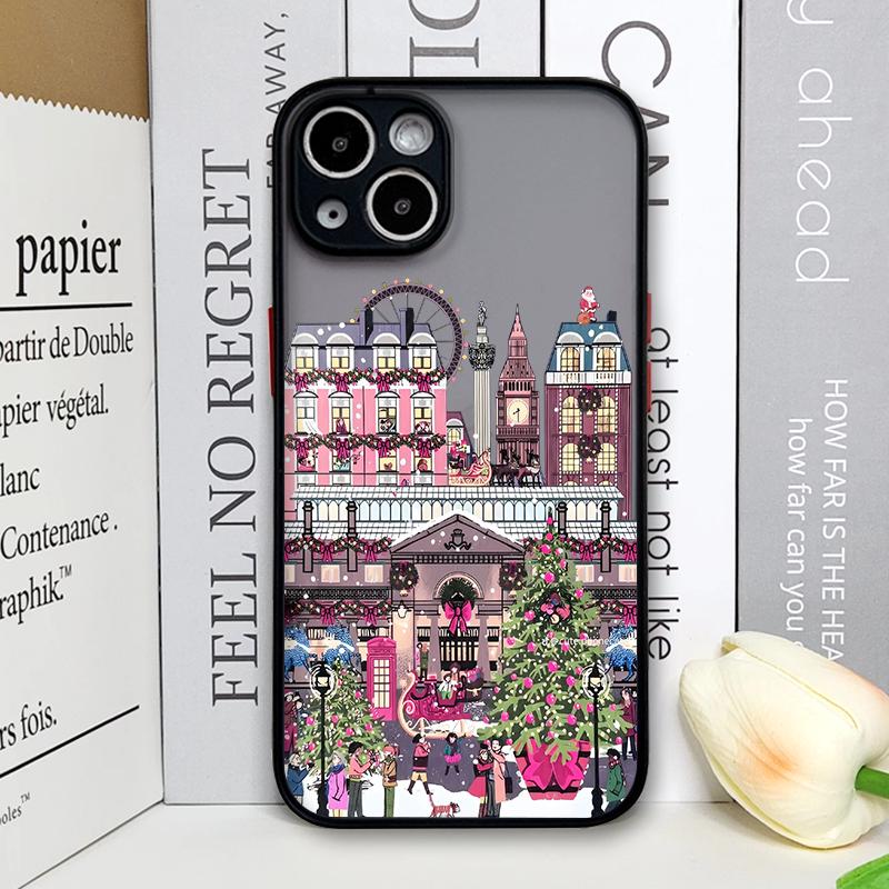 Rural Building Snow Scenery Christmas Phone Case for Samsung Galaxy S25 Ultra S25+ S24 S23 Ultra S22 Plus S21 FE S20 Hard Cover