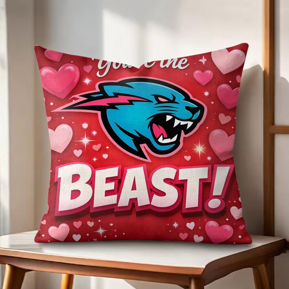 Funny Mr-B-Cute B-Beasts Cushion Cover Natural Linen Organic Fabric Double-Sided Printing Couch Pillow Covers Home Decor