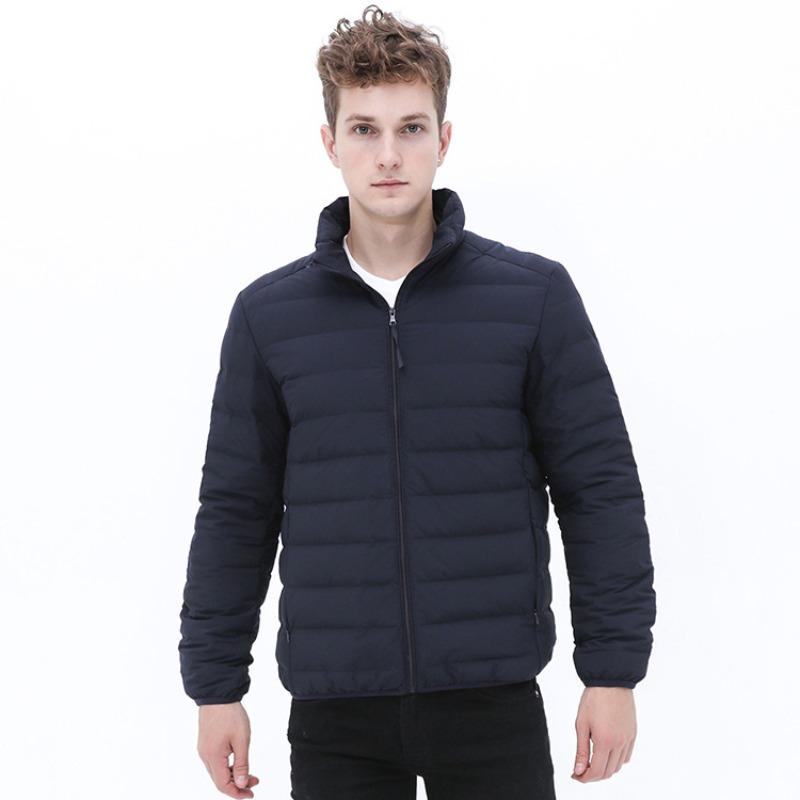 

Fall/Winter 2025 New Korean Short Men s Light Stand Collar Down Jacket Casual Jacket White Duck Down Jacket XXXL（190/104A） тёмно-синий