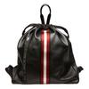 Black Leather Drawstring Design Red And White Striped Backpack Men Backpack 6230617