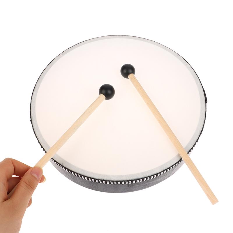 1Pc 4/6/7/8/9/10 Inch Wooden Frame Drums Hand Drum With Drum Stick Set Percussion Instrument For Kids Infant Enlightenment Tools