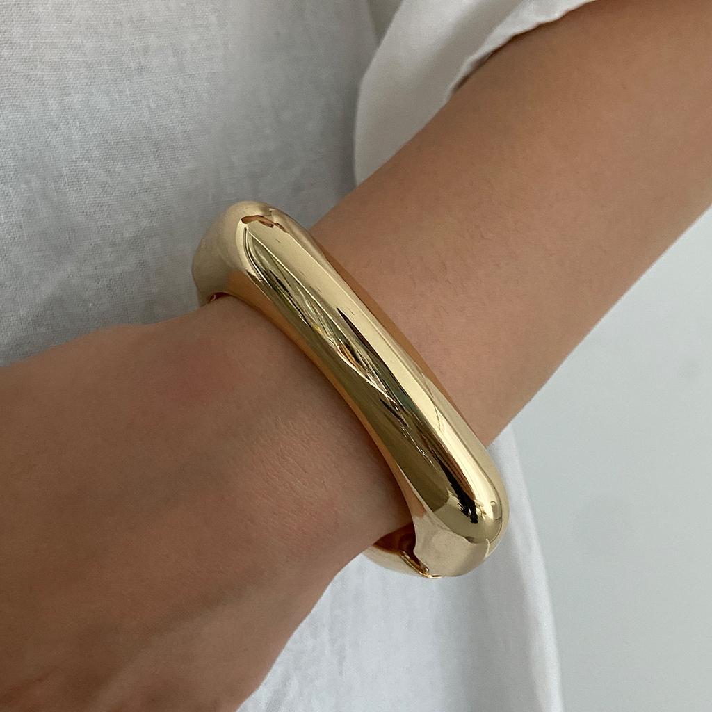 Exaggerated Resin Smudge Wide Face Bracelet Bracelet Retro Geometric Metal Glossy Ring