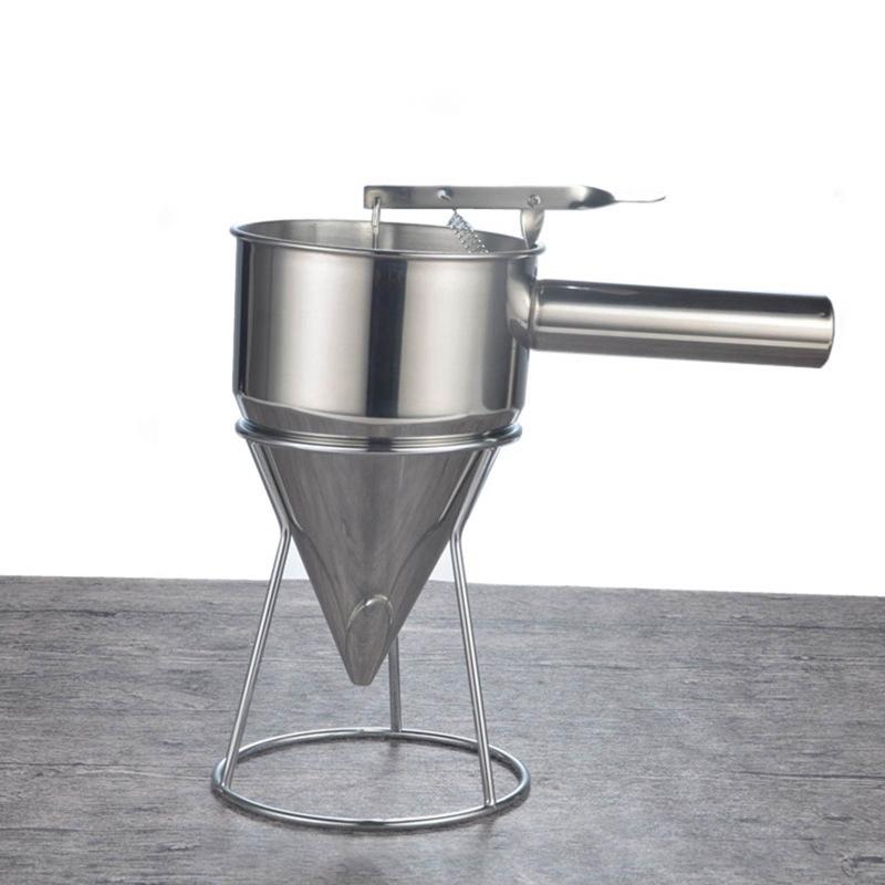 Stainless Steel Piston Funnels Octopus Balls Gadgets with Rack Batter Dispensers Cake Decorating Tools Funnel Dispensers