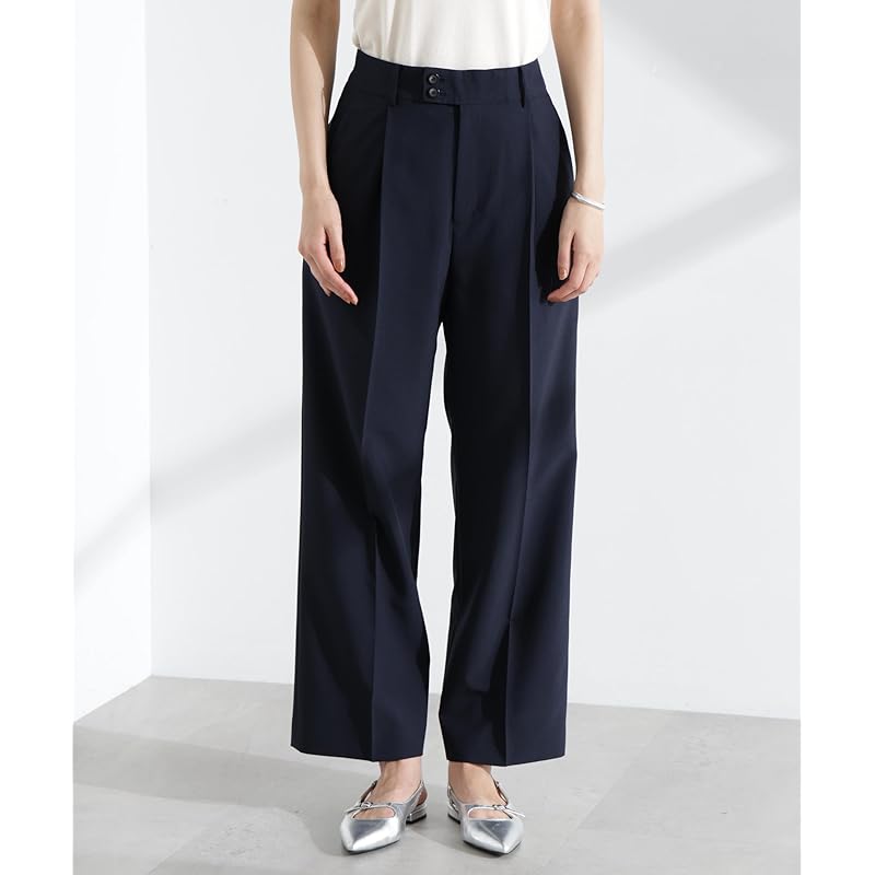 [Nano Universe] light function tack Semi-wide pants (Setup possible) ladies M 121 D. Navy 669-5127300