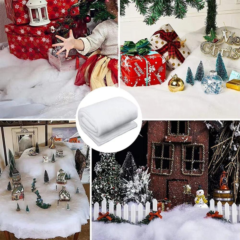 Artificial Cotton Christmas Snow Blanket Simulation DIY Fake Snow Carpet Reusable Decoratiive Christmas Snow Roll Mat